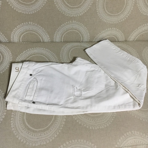 0293 Lauren Conrad white jeans with fringe hem Sz 4 - Picture 4 of 8